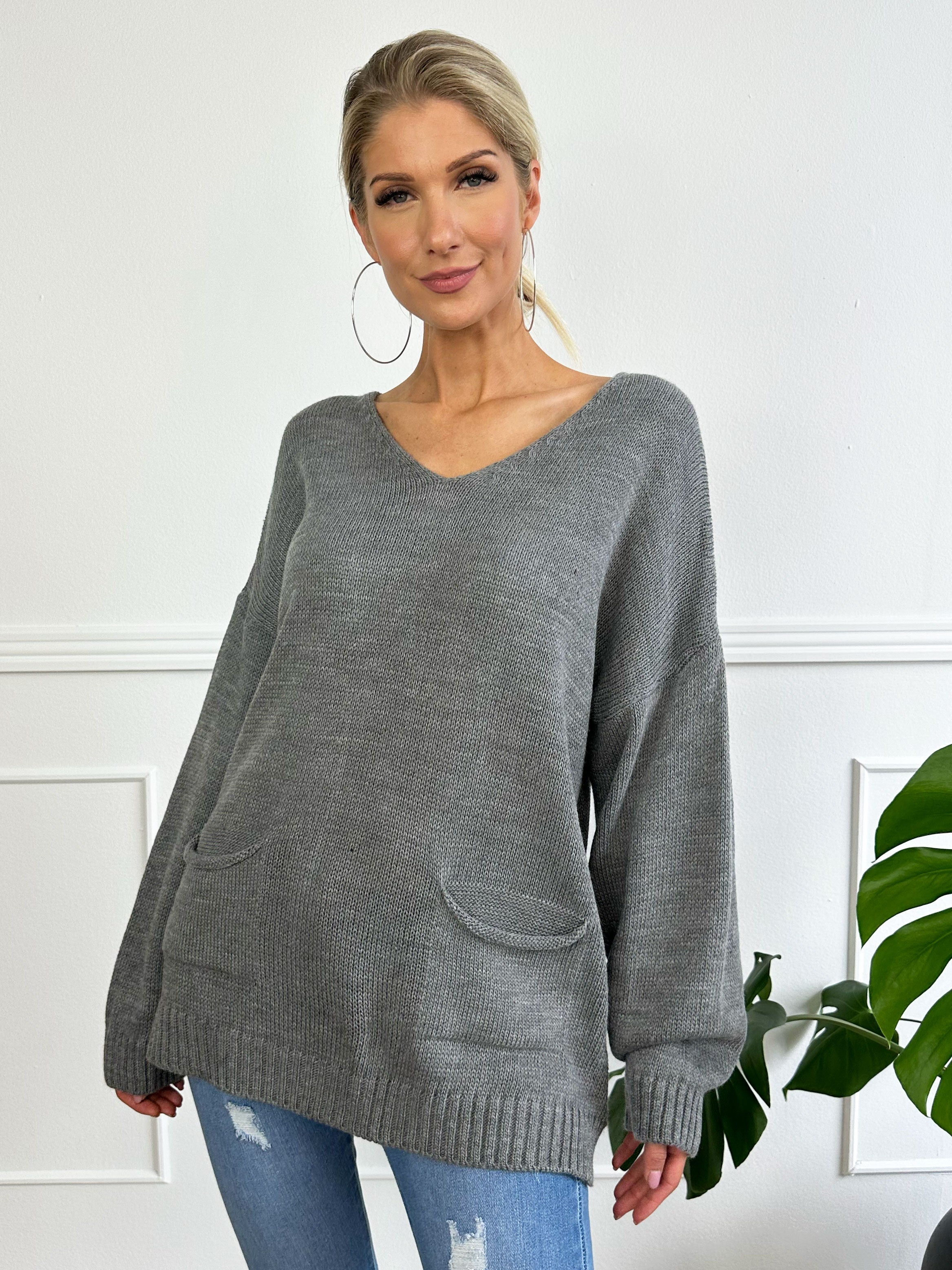 Shaima - Simpel oversized tröja med fickor